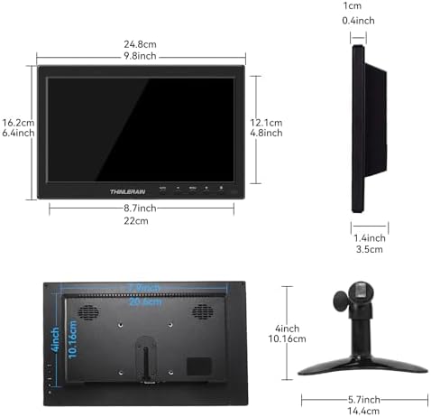 Thinlerain 10.1 inch Small PC Monitor Mini Monitor HDMI Monitor with IPS Panel, 1366x768 LED Monitor Support HDMI VGA Intput, for Computer, Laptop Kitchen Monitor, Built-in Speaker - Image 5