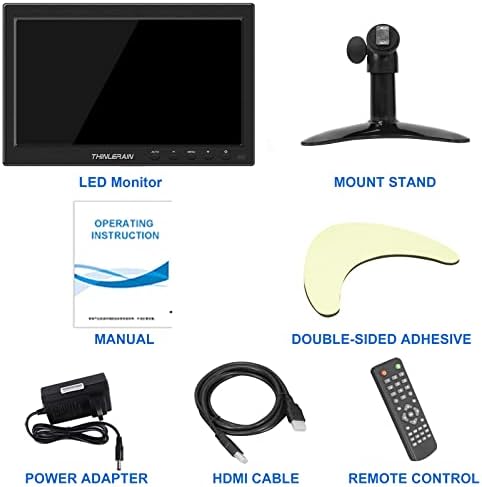 Thinlerain 10.1 inch Small PC Monitor Mini Monitor HDMI Monitor with IPS Panel, 1366x768 LED Monitor Support HDMI VGA Intput, for Computer, Laptop Kitchen Monitor, Built-in Speaker - Image 7
