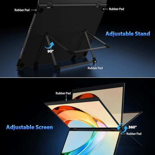 HotYeah Triple Laptop Screen Extender, 15.6" 1080P FHD IPS Folding Stacked Portable Monitor, USB C HDMI Travel Extended Computer Display w/VESA, 180°Rotation, Plug & Play for PCs (Wins Only) - Image 7