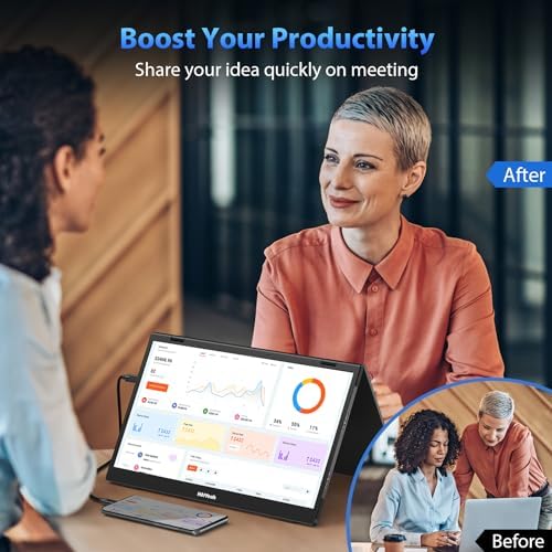HotYeah Triple Laptop Screen Extender, 15.6" 1080P FHD IPS Folding Stacked Portable Monitor, USB C HDMI Travel Extended Computer Display w/VESA, 180°Rotation, Plug & Play for PCs (Wins Only) - Image 4