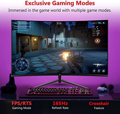 Z-Edge 27-inch Curved Gaming Monitor 16:9 2560x1440 165/144Hz 1ms Frameless LED Gaming Monitor, UG27Q AMD Freesync Premium Display Port HDMI Built-in Speakers - Image 4