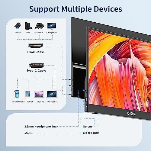 Tpsmtdis Portable Monitor for Laptop 15.6inch, Laptop Monitor Extender 1080P FHD USB C Plug&Play, HDMI HDR IPS Gaming Monitor, External Monitor for Laptop PC Mac Phone PS4 Xbox Switch - Image 4