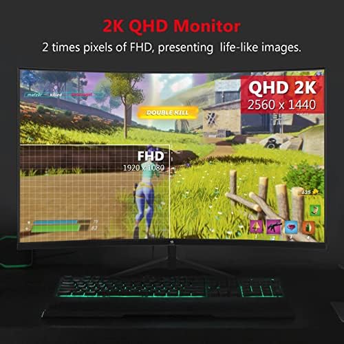 Z-Edge 27-inch Curved Gaming Monitor 16:9 2560x1440 165/144Hz 1ms Frameless LED Gaming Monitor, UG27Q AMD Freesync Premium Display Port HDMI Built-in Speakers - Image 3