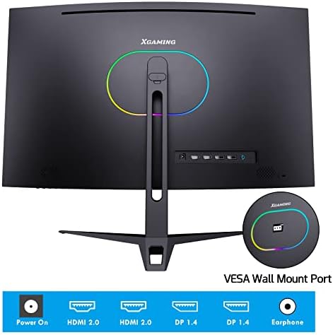 XGaming 27 Inch Curved Gaming Monitor 144Hz 165Hz 2K,QHD 2560 x 1440p 1500R Computer Monitor,16:9 Wide Display,1ms,FreeSync,98% sRGB,Eye Care HDR PC Screen Built-in Speakers,HDMI,VESA,Tilt Adjustable - Image 7