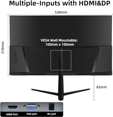 HTNZIR 23.8 Inch Business Computer Monitor Full HD 1920x 1080 Monitor, 3000:1 Contrast Ratio Frameless Display, 4ms, HDMI, VGA, VESA, 16.7 Million Colors PC Screen, Black - Image 3