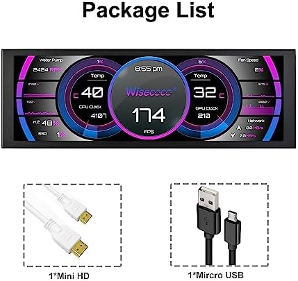 wisecoco 7.84 Inch Secondary Screen Stretched Bar LCD Display with Casing HD IPS 1280x400 for Laptop Computer Health Speed Temperature Windows Aida64 CPU GPU Monitoring - Image 8