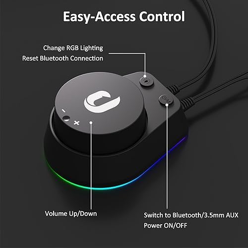 Jeecoo M40 Bluetooth Computer Speakers Desktop PC Speakers for Monitor - Enhanced Stereo Sound, Pulsing & Led Flame, Wired Handy Control - with 3.5mm AUX for Laptops Tablets - Image 4