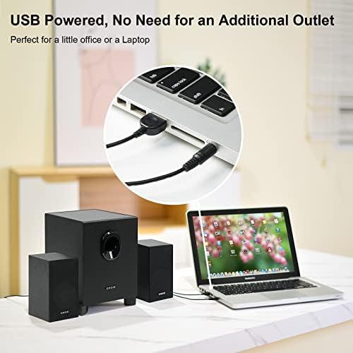 OROW S211 New USB-Powered 2.1 Multimedia Speakers System with Subwoofer,16W Computer Speakers,Strong Bass,3.5mm Audio Inputs,Great for PC/PS4/TV (Wooden) - Image 2