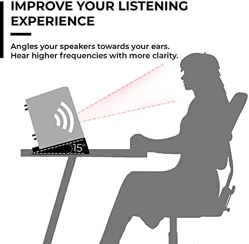 HumanCentric Desktop Speaker Stands Wedge, Desk Speaker Stands for Medium Speakers, Anti Vibration Silicone Angle Wedge Speaker Riser for Computer, Bookshelf, and Studio Speaker Stand, Black, Medium - Image 4