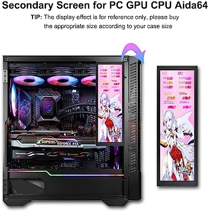 wisecoco 7.84 Inch Secondary Screen Stretched Bar LCD Display with Casing HD IPS 1280x400 for Laptop Computer Health Speed Temperature Windows Aida64 CPU GPU Monitoring - Image 3