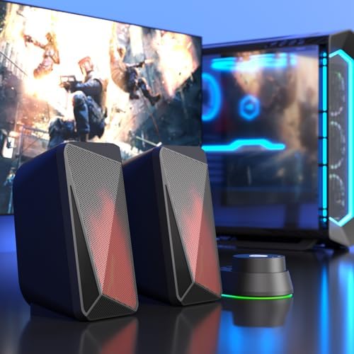 Jeecoo M40 Bluetooth Computer Speakers Desktop PC Speakers for Monitor - Enhanced Stereo Sound, Pulsing & Led Flame, Wired Handy Control - with 3.5mm AUX for Laptops Tablets - Image 9