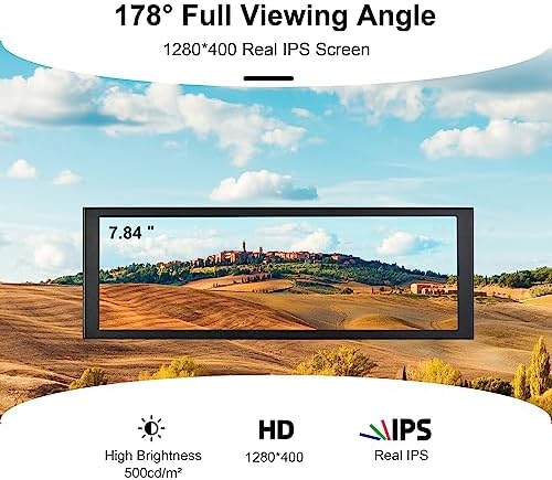 wisecoco 7.84 Inch Secondary Screen Stretched Bar LCD Display with Casing HD IPS 1280x400 for Laptop Computer Health Speed Temperature Windows Aida64 CPU GPU Monitoring - Image 2