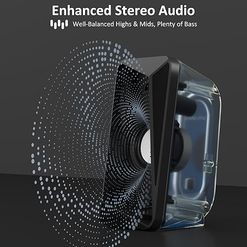Jeecoo M40 Bluetooth Computer Speakers Desktop PC Speakers for Monitor - Enhanced Stereo Sound, Pulsing & Led Flame, Wired Handy Control - with 3.5mm AUX for Laptops Tablets - Image 3