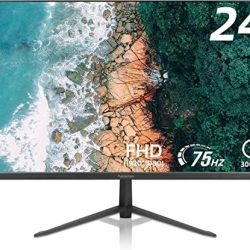 HTNZIR 23.8 Inch Business Computer Monitor Full HD 1920x 1080 Monitor, 3000:1 Contrast Ratio Frameless Display, 4ms, HDMI, VGA, VESA, 16.7 Million Colors PC Screen, Black