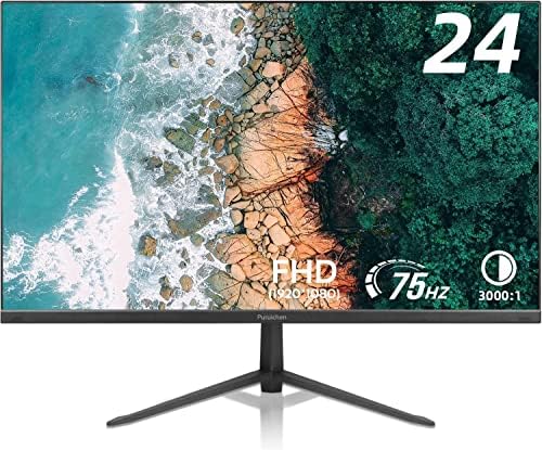 HTNZIR 23.8 Inch Business Computer Monitor Full HD 1920x 1080 Monitor, 3000:1 Contrast Ratio Frameless Display, 4ms, HDMI, VGA, VESA, 16.7 Million Colors PC Screen, Black