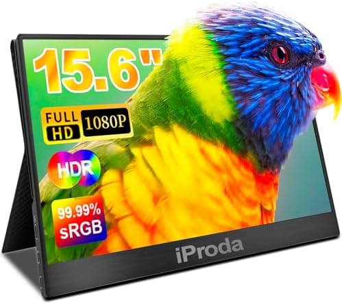iProda Portable Monitor for Laptop Screen Extender Monitor 15.6 Inch 1080P FHD Travel Laptop Monitor for PC Mac Phone PS5 Xbox Switch Portable Gaming Monitor USB C Second Display Monitor Portatil