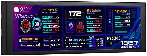 wisecoco 7.84 Inch Secondary Screen Stretched Bar LCD Display with Casing HD IPS 1280x400 for Laptop Computer Health Speed Temperature Windows Aida64 CPU GPU Monitoring