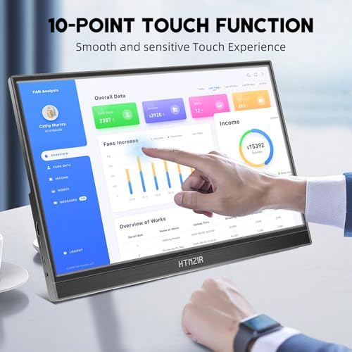 15.6 Inch Portable Monitor Touchscreen,FHD Display 1920x1080 Laptop Monitor USB C HDMI IPS Display Kickstand &Speakers,HDR Plug&Play External Monitor for Laptop PC Phone Mac Xbox PS5/PS4 Switch - Image 5