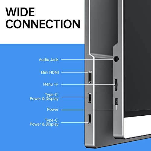 VisionOwl Portable Monitor-15.6 Inch Travel Screen FHD FreeSync Frameless USB-C Computer Display with Type-C HDMI Speakers for Laptop PC Mac Surface PS4/5 Xbox Switch, with Cover Stand, VESA Mountable - Image 5