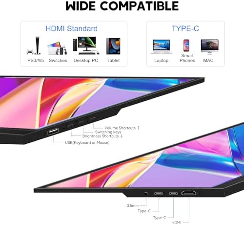 15.6 Inch Portable Monitor Touchscreen,FHD Display 1920x1080 Laptop Monitor USB C HDMI IPS Display Kickstand &Speakers,HDR Plug&Play External Monitor for Laptop PC Phone Mac Xbox PS5/PS4 Switch - Image 2