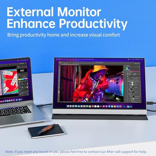 VisionOwl Portable Monitor-15.6 Inch Travel Screen FHD FreeSync Frameless USB-C Computer Display with Type-C HDMI Speakers for Laptop PC Mac Surface PS4/5 Xbox Switch, with Cover Stand, VESA Mountable - Image 2