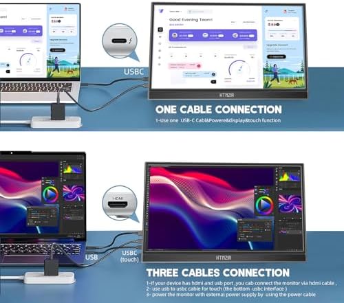 15.6 Inch Portable Monitor Touchscreen,FHD Display 1920x1080 Laptop Monitor USB C HDMI IPS Display Kickstand &Speakers,HDR Plug&Play External Monitor for Laptop PC Phone Mac Xbox PS5/PS4 Switch - Image 7