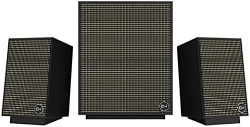 Klipsch ProMedia Heritage 2.1 Multimedia Mid Century Modern Desktop Computer Speaker Monitors with 8” Subwoofer, Matte Black