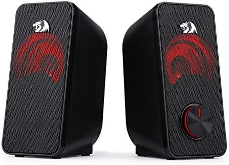 Redragon GS500 Stentor PC Gaming Speaker, 2.0 Channel Stereo Desktop Computer Speaker with Red Backlight, Quality Bass and Crystal Clear Sound, USB Powered with a 3.5mm Connector - Image 2