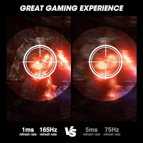 KOORUI 27 inch Gaming Monitor IPS FHD 1920 x 1080, 144Hz 165Hz, 1ms(GTG) with Adaptive Sync, 75x75 mm VESA Mountable, Tilt Adjustable, 2 x HDMI 2.0 & DisplayPort 1.4, Black - Image 3
