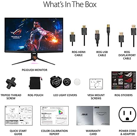 ASUS ROG Swift 32” 4K HDR Gaming Monitor - 144Hz DSC, UHD (3840 x 2160) PC Monitor, Mini-LED IPS with G-SYNC Ultimate, Local Dimming, Ideal for Desktop and Computer Monitor Black - - PG32UQX - Image 8
