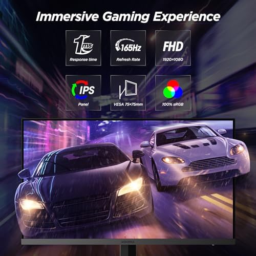KOORUI 27 inch Gaming Monitor IPS FHD 1920 x 1080, 144Hz 165Hz, 1ms(GTG) with Adaptive Sync, 75x75 mm VESA Mountable, Tilt Adjustable, 2 x HDMI 2.0 & DisplayPort 1.4, Black - Image 2