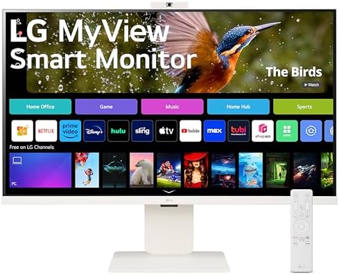LG 32SR85U-W 32-inch MyView 4K UHD, IPS Display, webOS Smart Monitor, ThinQ Home, USB Type-C 90W PD, Built-in FHD Webcam & Speaker, HDR 10, AirPlay 2, Screen Share, Bluetooth, White