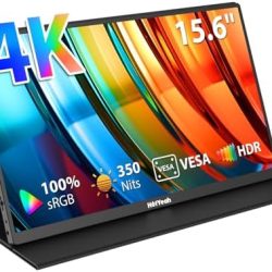 Portable Monitor 4K, 15.6'' 3840x2160 UHD USB-C HDMI Laptop Monitor, 100% Adobe RGB HDR FreeSync External Computer Display, Travel 2nd Screen with Speakers Cover VESA