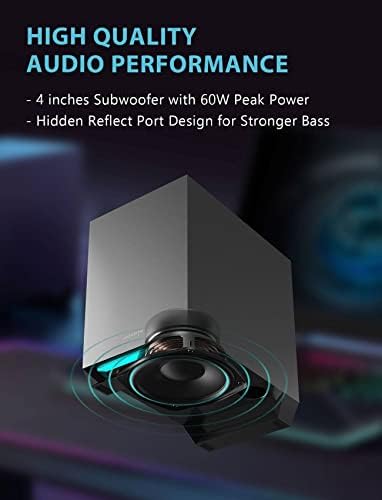 Edifier G1500 MAX 2.1 Computer Speakers System, 60W Hecate Gaming Speakers with Subwoofer Line Out, RGB Light, Bluetooth 5.3, USB, Type-C, 3.5mm AUX Input, Black - Image 3