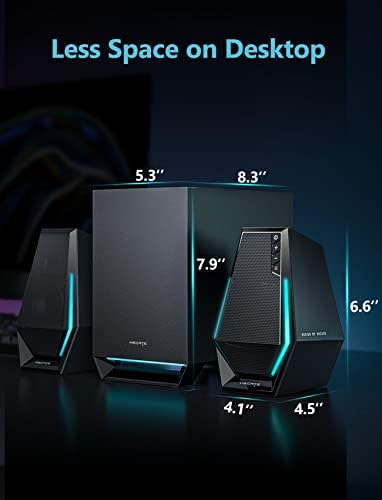 Edifier G1500 MAX 2.1 Computer Speakers System, 60W Hecate Gaming Speakers with Subwoofer Line Out, RGB Light, Bluetooth 5.3, USB, Type-C, 3.5mm AUX Input, Black - Image 6