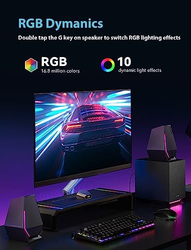 Edifier G1500 MAX 2.1 Computer Speakers System, 60W Hecate Gaming Speakers with Subwoofer Line Out, RGB Light, Bluetooth 5.3, USB, Type-C, 3.5mm AUX Input, Black - Image 2
