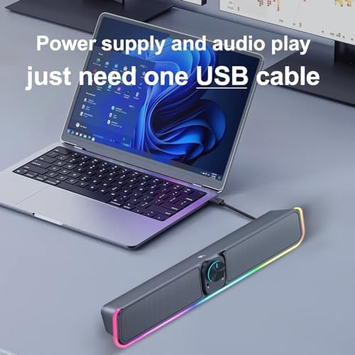 Computer Speakers,Bluetooth 5.1 RGB Gaming Sound Bar Speakers for PC, Desktop Monitor, Laptop,TV,Tablets, Portable Wireless Soundbar with Rhythmic Lighting and Bass - Image 5