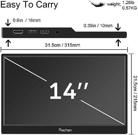Portable Monitor Touchscreen, HDR, 400cd/m², 14 Inch 1920x1200 Display with HDMI USB C, IPS Screen, 100% sRGB, Kickstand & Built-in Speakers, External Monitor for Laptop PC Phone Mac Xbox - Image 9