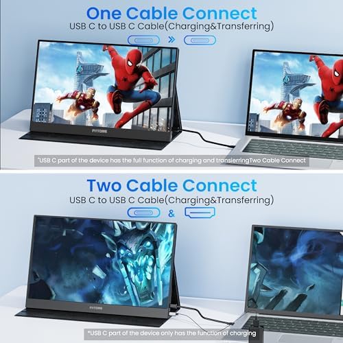 2.5K Portable Monitor, 15.6inch Gaming Ultra-Slim IPS Display with 2*USB-C & HDMI, Computer Monitor for Laptop PC Phone Mac, Built-in Speakers, Foldable Kickstand - Image 4
