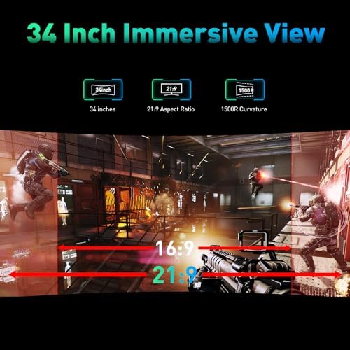 TITAN ARMY Curved 34-inch Gaming Monitor, 3440x1440 165Hz 3K Computer Moniter, 1ms 1500R Adaptive Sync Frameless, 99% sRGB,HDMI 2.1 * 2, Eye Care, Height Adjustment, C34CHR - Image 4