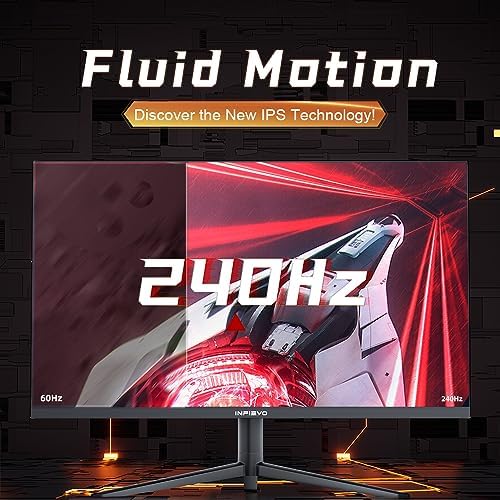 INFIEVO Gaming Monitor 27 Inch QHD 1440P Computer Monitor 240Hz IPS 1ms, FreeSync, Ultra-Thin PC Monitor, VESA Compatible, Liftable and Pivotable Stand, HDMI/DP X2, Eye Care, Built-in Speakers - Image 5