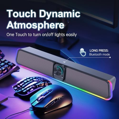 Computer Speakers,Bluetooth 5.1 RGB Gaming Sound Bar Speakers for PC, Desktop Monitor, Laptop,TV,Tablets, Portable Wireless Soundbar with Rhythmic Lighting and Bass - Image 2