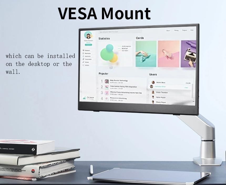 Portable Monitor 15.6" 1080P FHD IPS Laptop Monitor USB-C HDMI Second External Monitor for Laptop,PC,Mac Phone,Xbox,Swich,PS,w/Premium Smart Cover,VESA Support - Image 7