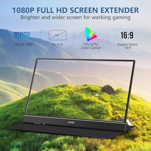 G-STORY Portable Monitor 14 Inch FHD 1080P IPS USB-C,USB-A Laptop Monitor with Adjustable and Hidden Cable Design,Extender Display with Smart Cover for Laptop PC Phone MAC Perfect for Travel - Image 6
