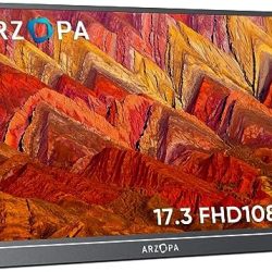 ARZOPA Portable Monitor 17.3 Inch - Full HD IPS Screen Portable Laptop Monitor, Dual Speakers, USB C & HDMI, Compatible with PC Mac Phone Xbox Switch PS5-A1 MAX Table