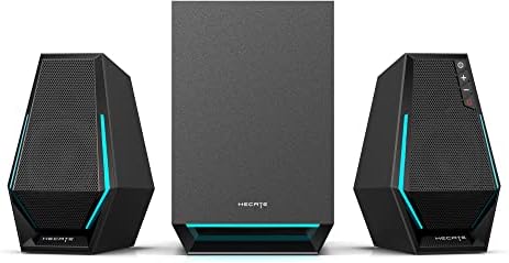 Edifier G1500 MAX 2.1 Computer Speakers System, 60W Hecate Gaming Speakers with Subwoofer Line Out, RGB Light, Bluetooth 5.3, USB, Type-C, 3.5mm AUX Input, Black