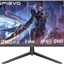 INFIEVO Gaming Monitor 27 Inch QHD 1440P Computer Monitor 240Hz IPS 1ms, FreeSync, Ultra-Thin PC Monitor, VESA Compatible, Liftable and Pivotable Stand, HDMI/DP X2, Eye Care, Built-in Speakers