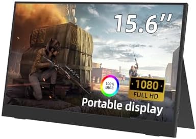 JSHIX Portable Monitor,Portable Monitor for Laptop, 15.6" FHD Laptop Monitor, HDMI USB-C IPS External Monitor, Built-in Dual Speakers Gaming Monitor for Laptop PC Phones PS5/4 Xbox Switch