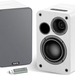 Saiyin DS6701SP 3.5-Inch Powered Bookshelf PC Speakers with Bluetooth 5.0, External 24-bit/96kHz DAC and AUX/Optical/USB Input for Gaming Monitor, Desktop Computer, Laptop, TV