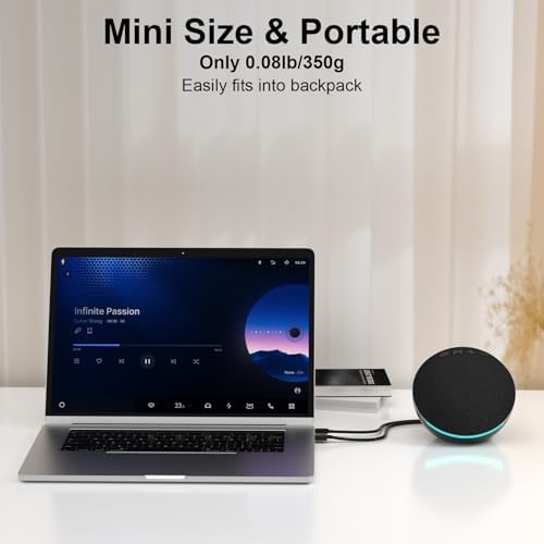 SOULION C10 Bluetooth Computer Speakers with 4 Modes Colorful LED Light, USB Powered 3.5mm Aux Mini PC Speakers with Switch Button, Crystal Sound Portable Soundbar for Desktop Laptop Monitor Black - Image 5